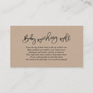 Carte D'accompagnement Baby shower, bien aimé, script Kraft créatif
