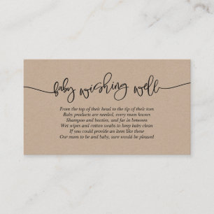 Carte D'accompagnement Baby shower, bien aimé, script Kraft créatif