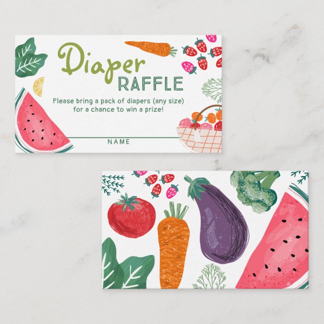 Carte D'accompagnement Baby shower biologique cultivé localement Raffle (Devant / Derrière)