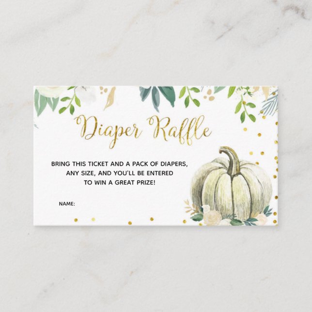 Carte D'accompagnement Baby shower blanc Citrouille floral (Devant)