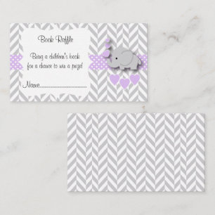 Carte D'accompagnement Baby shower blanc violet gris éléphant Livre Raffl
