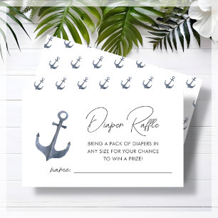 Carte D'accompagnement Baby shower Bleu à thème de bateau Raffle de couch