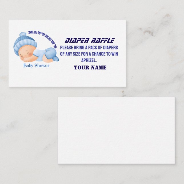 Carte D'accompagnement Baby shower bleu, Bébé Garçon Douche (Devant / Derrière)