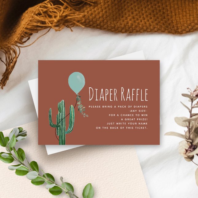 Carte D'accompagnement Baby shower Bleu Cactus Déchets de ballons (Créateur téléchargé)