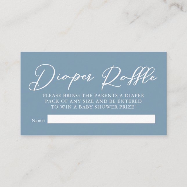 Carte D'accompagnement Baby shower bleu Dusty Raffle (Devant)