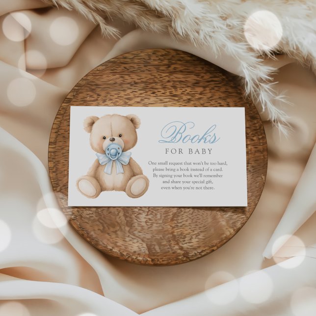 Carte D'accompagnement Baby shower Bleu En vichy Teddy Bear Demande de ré (Créateur téléchargé)