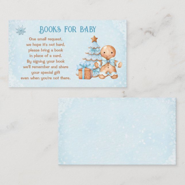 Carte D'accompagnement Baby shower Bleu Gingerbread Livres Pour Bébé (Devant / Derrière)
