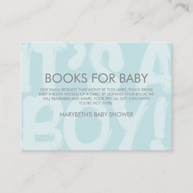 Carte D'accompagnement Baby shower Bleu Graffiti Apportez Une Demande De  (Devant)