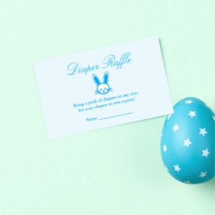 Carte D'accompagnement Baby shower Bleu Lapin Déchets Raffin