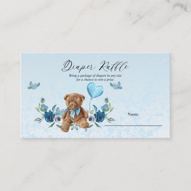 Carte D'accompagnement Baby shower Bleu Teddy Bear Balloon  Déchets Raffi (Devant)