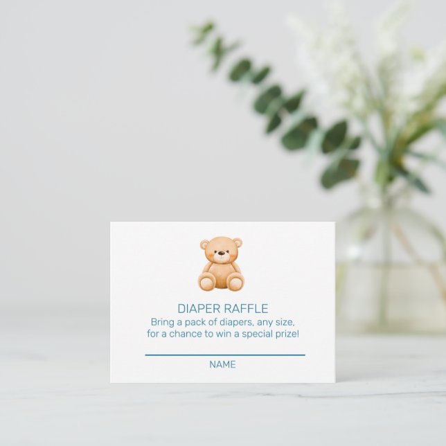Carte D'accompagnement Baby shower bleu Teddy Bear Boy (Debout devant)