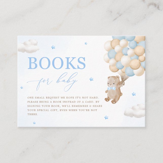 Carte D'accompagnement Baby shower bleu Teddy Bear Demande (Devant)