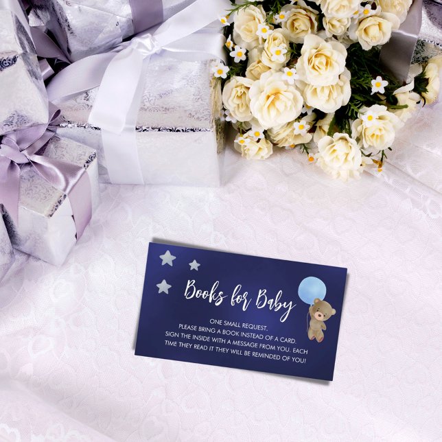 Carte D'accompagnement Baby shower bleu teddy garçon demande de réservati (Créateur téléchargé)