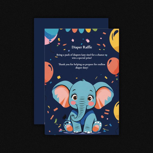 Carte D'accompagnement Baby shower Blue Baby Elephant Party (Créateur téléchargé)