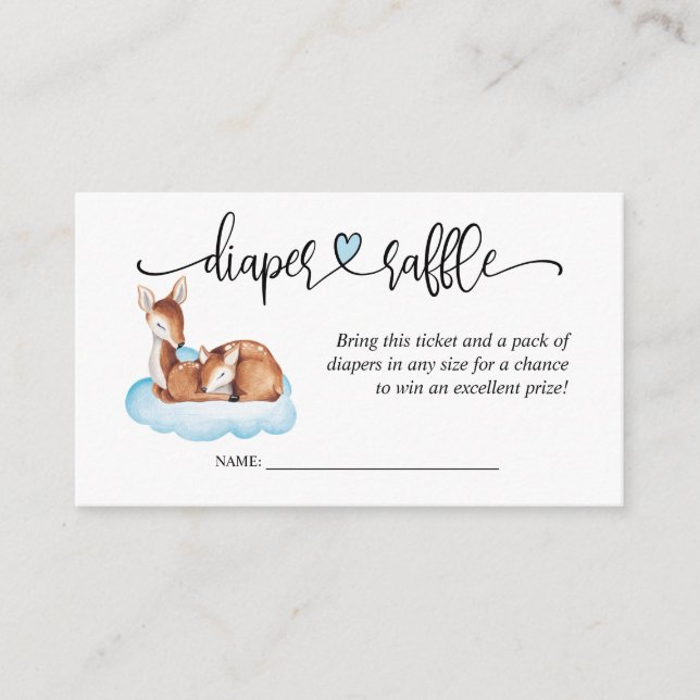 Carte D'accompagnement Baby shower Blue Cloud Deer Diaper Raffle (Devant)