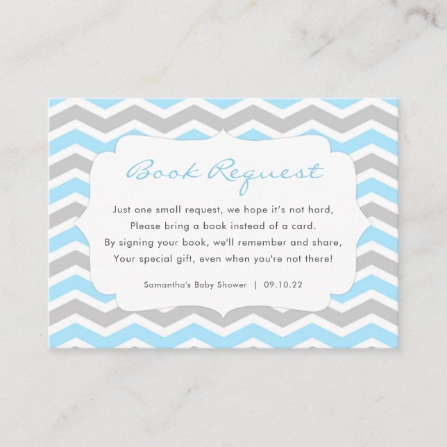 Carte D'accompagnement Baby shower Blue Grey Boy demande de réservation (Devant)