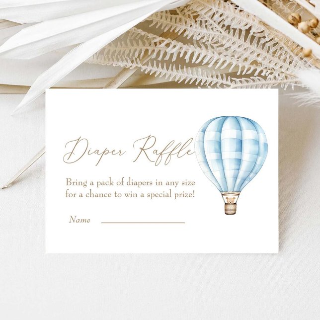 Carte D'accompagnement Baby shower Blue Hot Air Ballon Déchets Raffle (Créateur téléchargé)