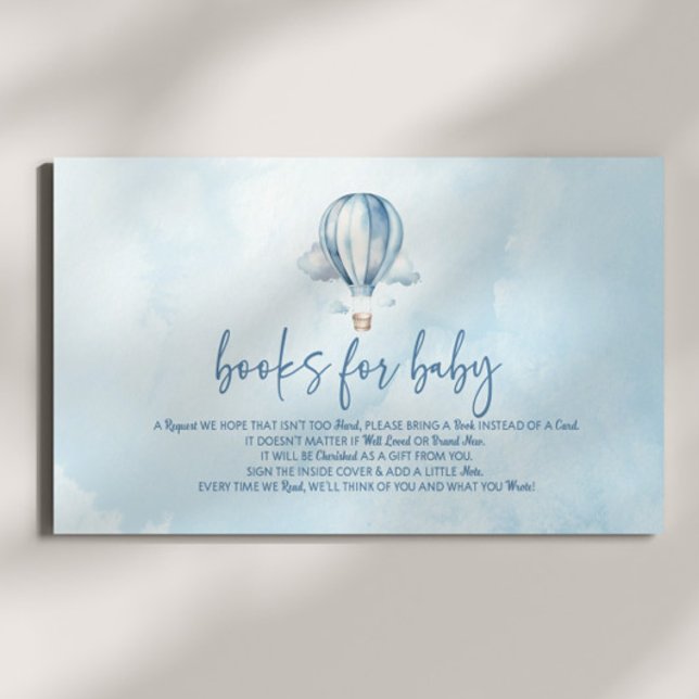 Carte D'accompagnement Baby shower Blue Hot Air Balloon Livres Pour Bébé (Créateur téléchargé)