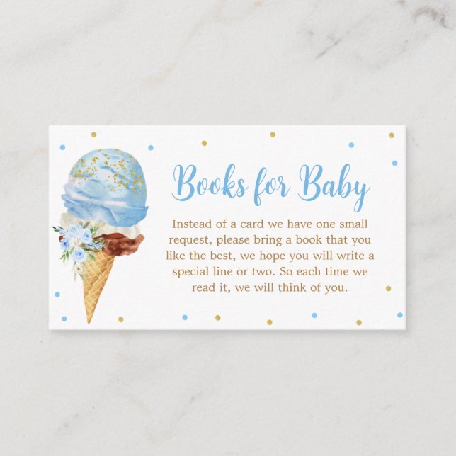 Carte D'accompagnement Baby shower Blue Ice Cream Livres pour bébé (Devant)
