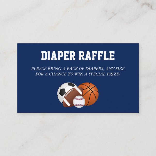 Carte D'accompagnement Baby shower Blue Sports Raffle (Devant)