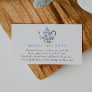 Carte D'accompagnement Baby shower Blue Tea Party Book pour bébé
