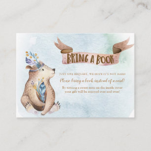 Carte D'accompagnement Baby Shower Bohème Ours Aquarelle Livre à Apporter