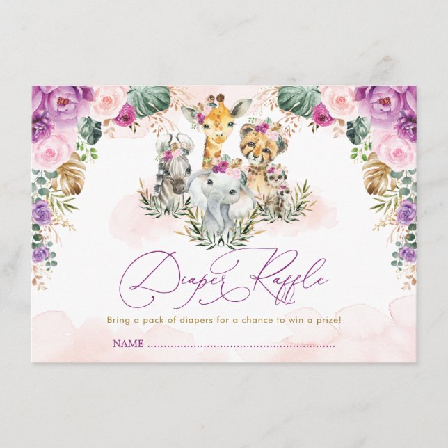 Carte D'accompagnement Baby shower Bohème Safari Jungle Déchets Raffle (Devant)