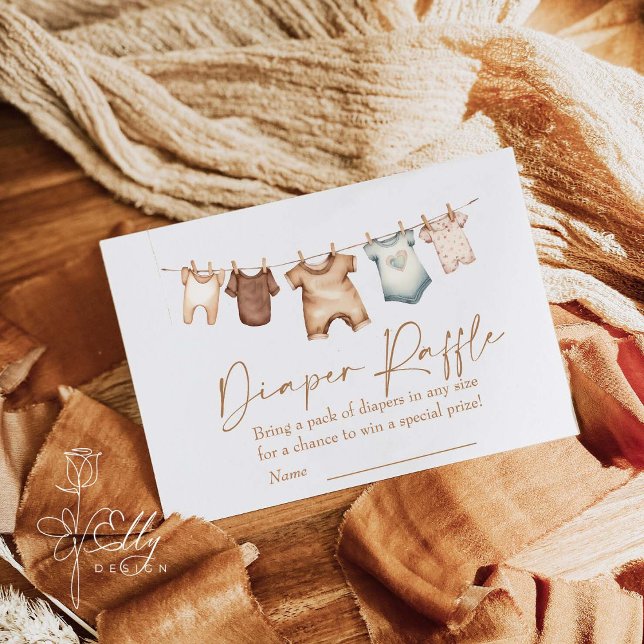 Carte D'accompagnement Baby shower Boho Habilles Déchets Raffle (Créateur téléchargé)