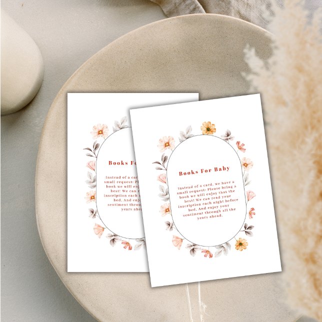 Carte D'accompagnement Baby shower Books Fleur sauvage Boho Simple (Simple Boho Wildflower Frame Books for Baby Shower Enclosure Card)