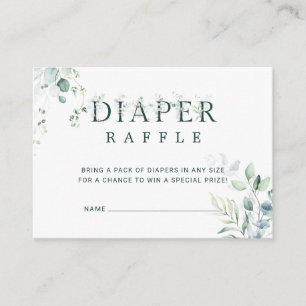 Carte D'accompagnement Baby shower botanique de l'Eucalyptus Raffle de co