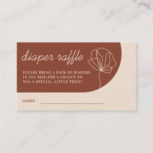 Carte D'accompagnement Baby shower botanique en terre cuite Raffle de cou (Devant)