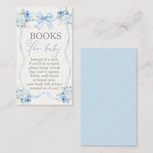 Carte D'accompagnement Baby shower Boy Books for Baby Card avec arc (Devant / Derrière)
