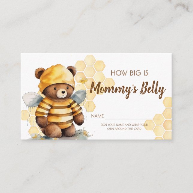 Carte D'accompagnement Baby shower Brown d'ours au miel Le ventre de mama (Devant)