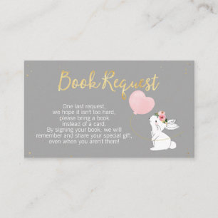 Carte D'accompagnement Baby shower Bunny rose Gris Demande de carnet Insé