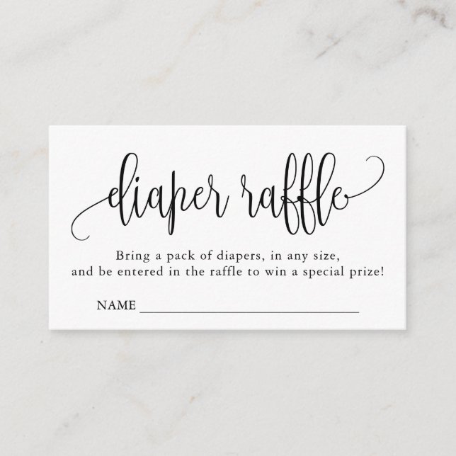 Carte D'accompagnement Baby shower calligraphie Déchets Raffle (Devant)