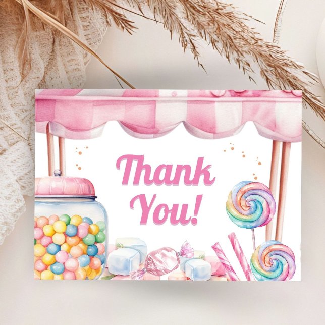 Carte D'accompagnement Baby shower Candyland Merci plat (Créateur téléchargé)
