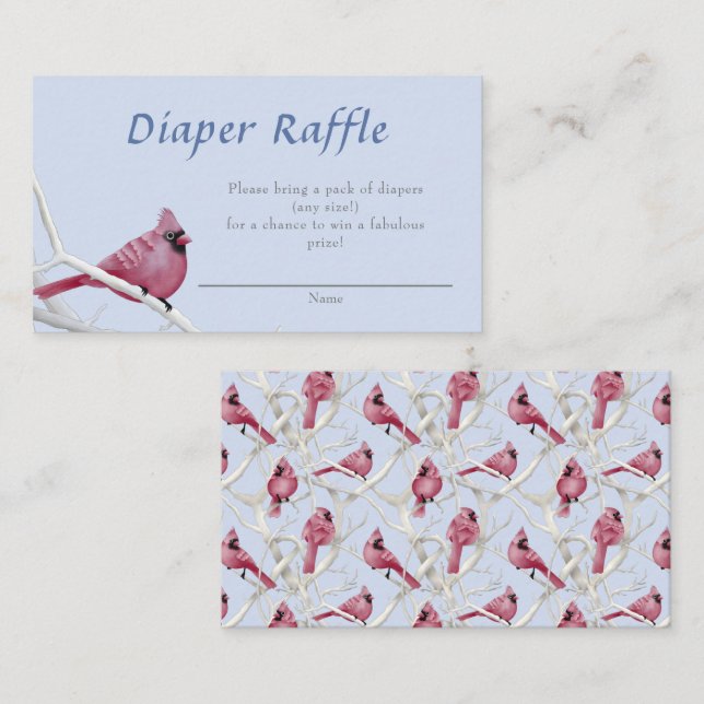 Carte D'accompagnement Baby shower Cardinal Bleu Déchets Raffle (Devant / Derrière)