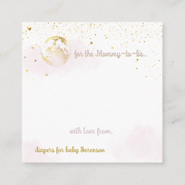 Carte D'accompagnement Baby shower céleste rose et or Raffle (Dos)