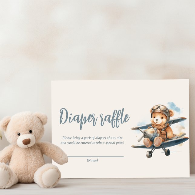 Carte D'accompagnement Baby Shower Charmant Ours en Peluche Bleu Garçon (Créateur téléchargé)