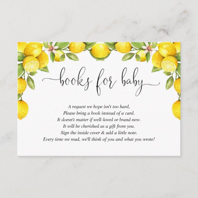 Carte D'accompagnement Baby shower citron, citron doux demande (Devant)