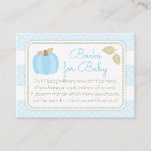 Carte D'accompagnement Baby shower Citrouille bleu Apportez un livre
