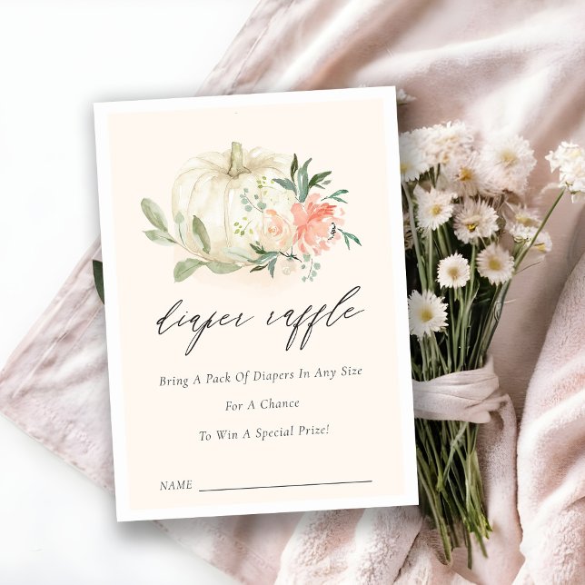 Carte D'accompagnement Baby shower citrouille Blush Floral Dipper Raffle (Créateur téléchargé)