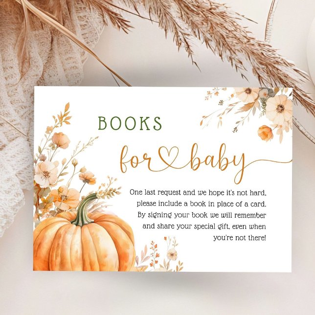Carte D'accompagnement Baby shower citrouille Blush rose Fall Livres pour (Créateur téléchargé)