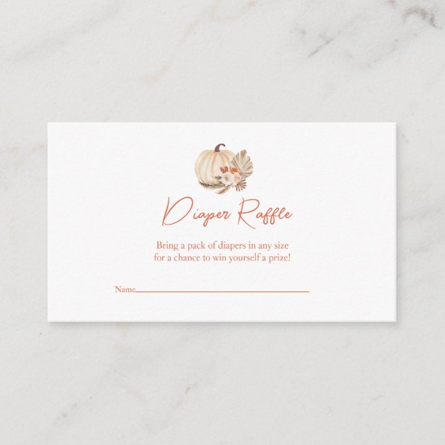 Carte D'accompagnement Baby shower Citrouille Boho | Fromage de couches (Devant)