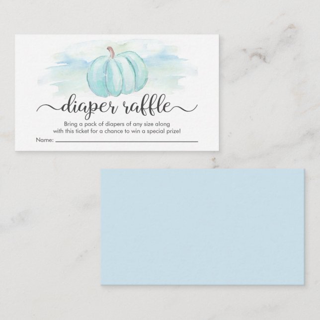 Carte D'accompagnement Baby shower citrouille de  de la couche bleue (Devant / Derrière)