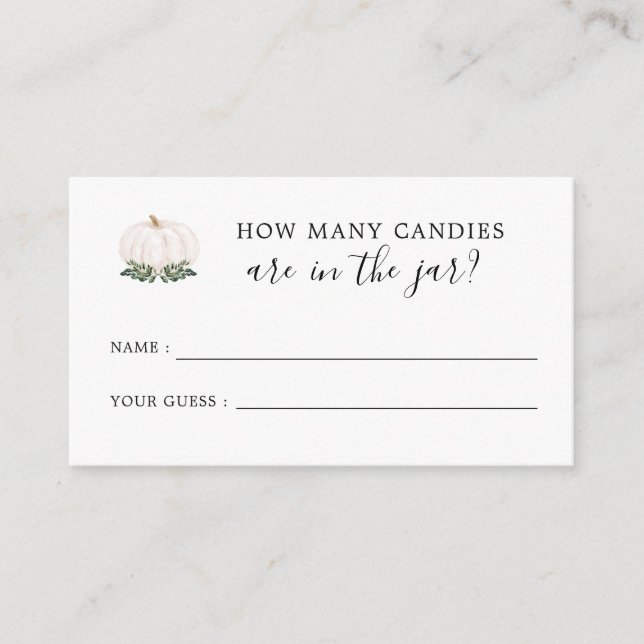 Carte D'accompagnement Baby shower citrouille Devine Combien de bonbons (Devant)