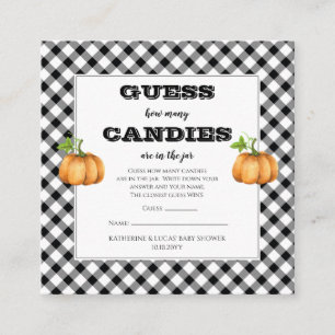 Carte D'accompagnement Baby shower citrouille Guess Candies en Jar Game