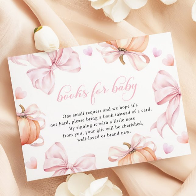 Carte D'accompagnement Baby shower citrouille Pink Bow Livres pour bébé (Créateur téléchargé)