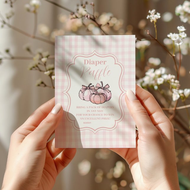 Carte D'accompagnement Baby shower Citrouille rose béquille  béquille (Créateur téléchargé)