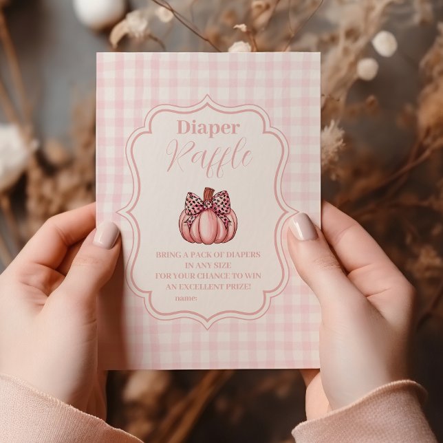 Carte D'accompagnement Baby shower Citrouille rose béquille  béquille (Créateur téléchargé)